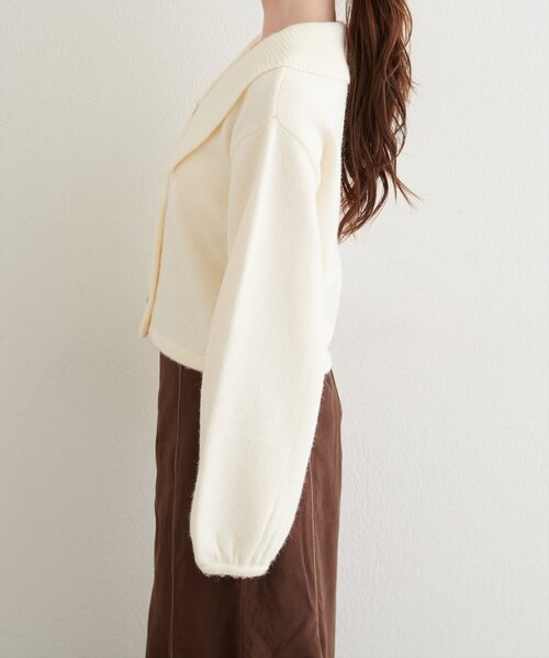 natural couture(ナチュラルクチュール)の「【WEB限定】BIGカラーショート丈ニット(カーディガン/ボレロ・レディース・サックスブルー/アイボリー/チャコールグレー/ダークブラウン・FREE)」の10枚目の写真