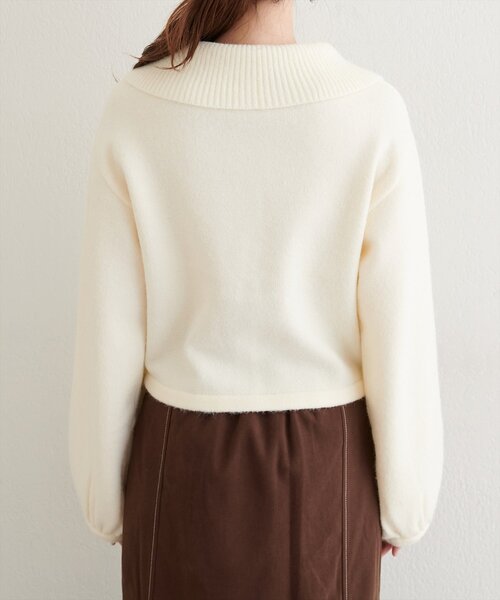 natural couture(ナチュラルクチュール)の「【WEB限定】BIGカラーショート丈ニット(カーディガン/ボレロ・レディース・サックスブルー/アイボリー/チャコールグレー/ダークブラウン・FREE)」の11枚目の写真
