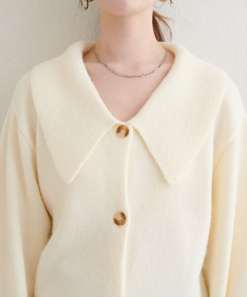 natural couture(ナチュラルクチュール)の「【WEB限定】BIGカラーショート丈ニット(カーディガン/ボレロ・レディース・サックスブルー/アイボリー/チャコールグレー/ダークブラウン・FREE)」の12枚目の写真