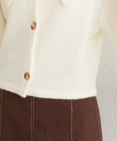 natural couture(ナチュラルクチュール)の「【WEB限定】BIGカラーショート丈ニット(カーディガン/ボレロ・レディース・サックスブルー/アイボリー/チャコールグレー/ダークブラウン・FREE)」の14枚目の写真