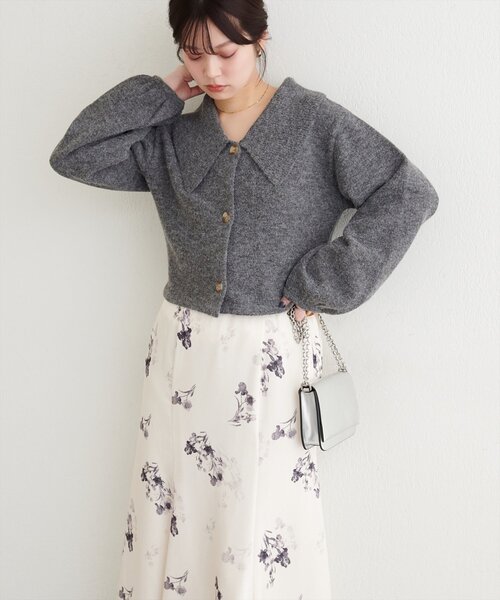 natural couture(ナチュラルクチュール)の「【WEB限定】BIGカラーショート丈ニット(カーディガン/ボレロ・レディース・サックスブルー/アイボリー/チャコールグレー/ダークブラウン・FREE)」の17枚目の写真