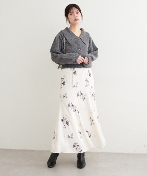 natural couture(ナチュラルクチュール)の「【WEB限定】BIGカラーショート丈ニット(カーディガン/ボレロ・レディース・サックスブルー/アイボリー/チャコールグレー/ダークブラウン・FREE)」の18枚目の写真