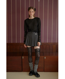 PLEATS MINI SKIRT PANTS_DARK GREY