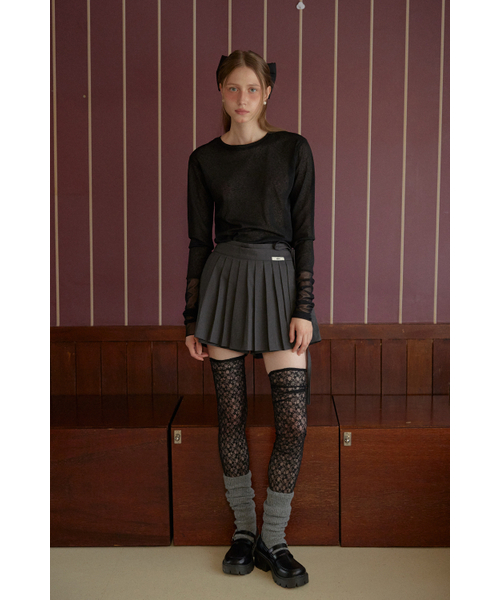 LETERIE(レテリー)の「PLEATS MINI SKIRT PANTS_DARK GREY(スカート・レディース・グレー・FREE)」の1枚目の写真