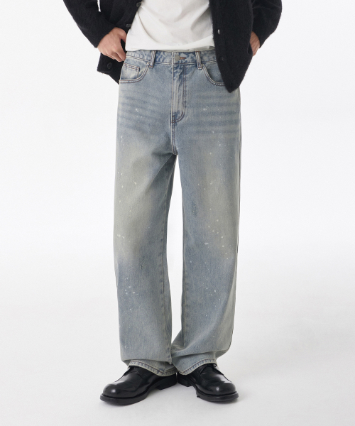 MUSINSA STANDARD（ムシンサスタンダード）の「ペインテッドワイドデニムパンツ[ライトインディゴ]（デニムパンツ・メンズ・その他・38/36/34/32/30/31/33/26/27/28/29）」の9枚目の写真