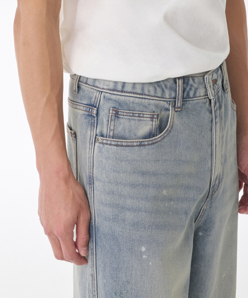 MUSINSA STANDARD（ムシンサスタンダード）の「ペインテッドワイドデニムパンツ[ライトインディゴ]（デニムパンツ・メンズ・その他・38/36/34/32/30/31/33/26/27/28/29）」の3枚目の写真