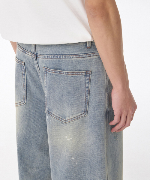 MUSINSA STANDARD（ムシンサスタンダード）の「ペインテッドワイドデニムパンツ[ライトインディゴ]（デニムパンツ・メンズ・その他・38/36/34/32/30/31/33/26/27/28/29）」の4枚目の写真