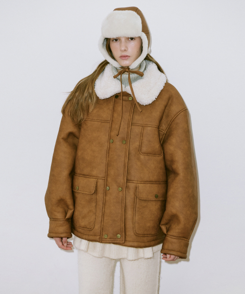 ヴィンテージ マスタング ジャケット (ライトブラウン)（ムートン