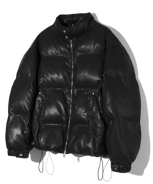 TRILLION（トリリオン）の「バイカー ヴィーガンレザー ショートパディング (BLACK)（ダウンジャケット/コート）」