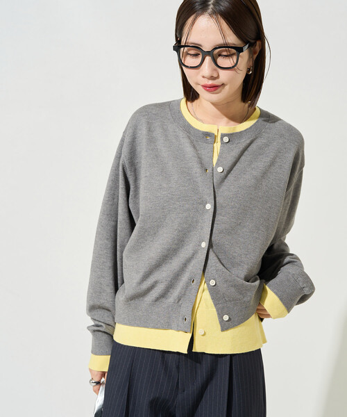 限定展開 レイヤード 配色 ボタン カーディガン（カーディガン/ボレロ
