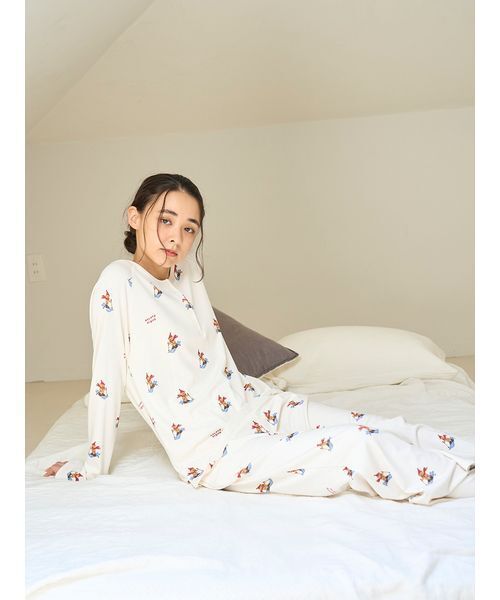 新品タグ付　ルームウェア　ジェラトーニ　長袖　ジェラートピケ HOLIDAY】スキーベア柄ロンT（ルームウェア/パジャマ）｜gelato pique