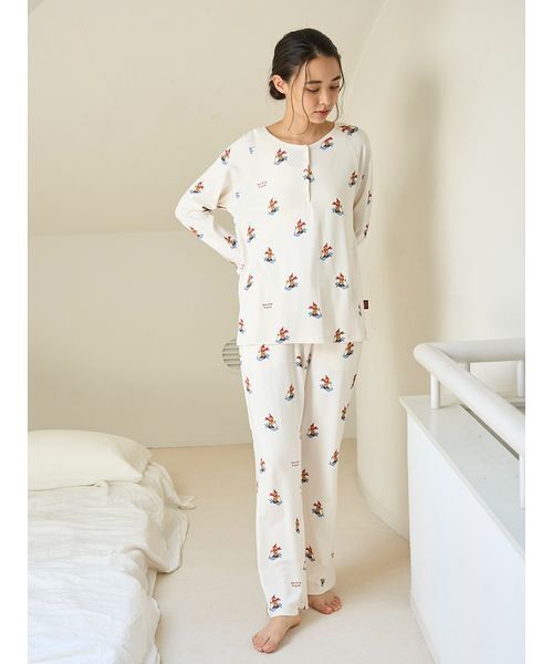 HOLIDAY】スキーベア柄ロンT（ルームウェア/パジャマ）｜gelato pique