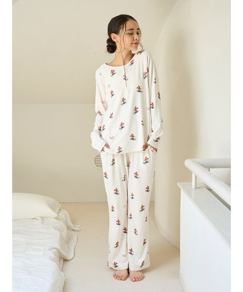 HOLIDAY】スキーベア柄ロンT（ルームウェア/パジャマ）｜gelato pique