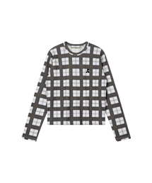 Rest&Recreation | CHECK PATTERN LONG SLEEVE TOP - BLACK(Tシャツ/カットソー)