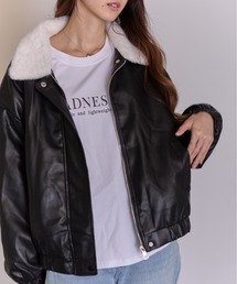 pumpkin port（パンプキンポート）の「裏地フェイクファー 合成皮革 ブルゾン（ブルゾン）」