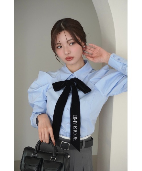 セール】ベルベットリボンロゴシャツ（シャツ/ブラウス）｜EIMY