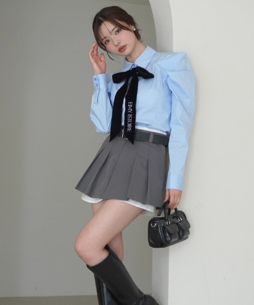 EIMY ISTOIRE（エイミーイストワール）の「ベルベットリボンロゴシャツ（シャツ/ブラウス・レディース・ホワイト/サックスブルー・F）」の21枚目の写真