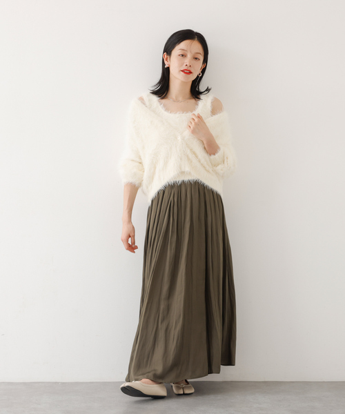 abahouse mavie（アバハウスマヴィ）の「【２点セット】シャギーニットアンサンブル（ニット/セーター・レディース・オフホワイト/チャコールグレー/ピンク・フリー）」の16枚目の写真