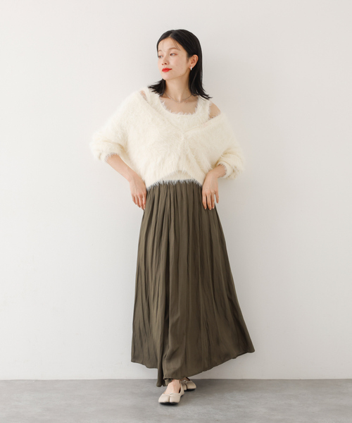 abahouse mavie（アバハウスマヴィ）の「【２点セット】シャギーニットアンサンブル（ニット/セーター・レディース・オフホワイト/チャコールグレー/ピンク・フリー）」の18枚目の写真