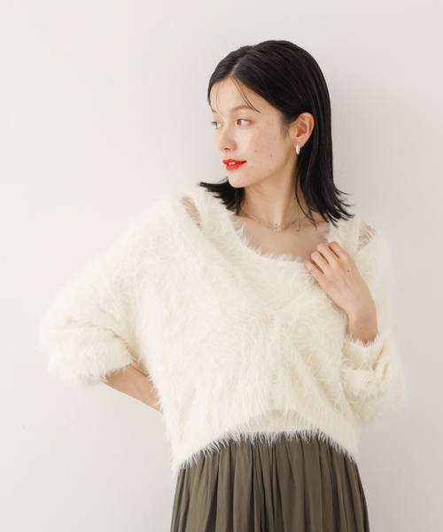 abahouse mavie（アバハウスマヴィ）の「【２点セット】シャギーニットアンサンブル（ニット/セーター・レディース・オフホワイト/チャコールグレー/ピンク・フリー）」の19枚目の写真