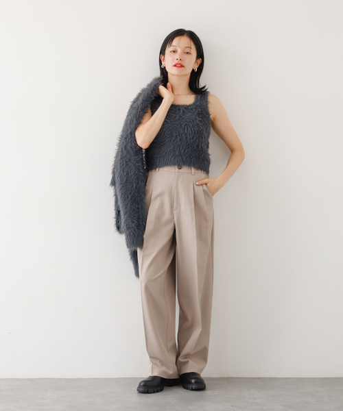 abahouse mavie（アバハウスマヴィ）の「【２点セット】シャギーニットアンサンブル（ニット/セーター・レディース・オフホワイト/チャコールグレー/ピンク・フリー）」の5枚目の写真