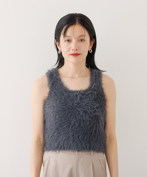 abahouse mavie（アバハウスマヴィ）の「【２点セット】シャギーニットアンサンブル（ニット/セーター・レディース・オフホワイト/チャコールグレー/ピンク・フリー）」の9枚目の写真