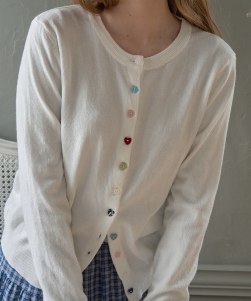 Birthday room（バースデイルーム）の「アソートボタンカーディガン/assorted button cardigan（カーディガン/ボレロ・レディース・グレー/ブラック/ライトブルー/アイボリー・FREE）」の2枚目の写真
