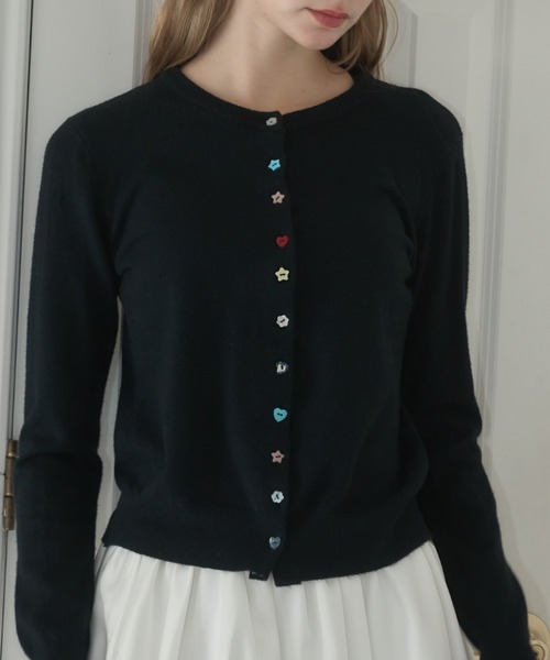 Birthday room（バースデイルーム）の「アソートボタンカーディガン/assorted button cardigan（カーディガン/ボレロ・レディース・グレー/ブラック/ライトブルー・FREE）」の6枚目の写真