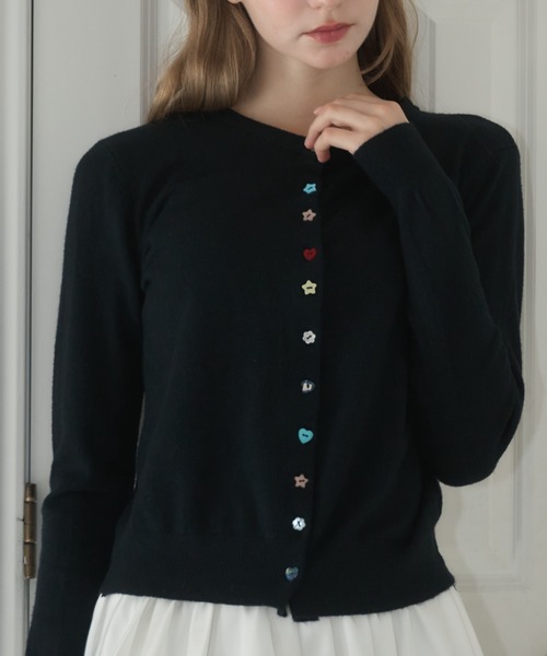 Birthday room（バースデイルーム）の「アソートボタンカーディガン/assorted button cardigan（カーディガン/ボレロ・レディース・グレー/ブラック/ライトブルー・FREE）」の14枚目の写真