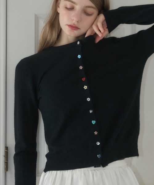 Birthday room（バースデイルーム）の「アソートボタンカーディガン/assorted button cardigan（カーディガン/ボレロ・レディース・グレー/ブラック/ライトブルー・FREE）」の5枚目の写真