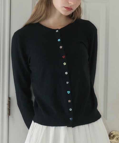 Birthday room（バースデイルーム）の「アソートボタンカーディガン/assorted button cardigan（カーディガン/ボレロ・レディース・グレー/ブラック/ライトブルー・FREE）」の15枚目の写真