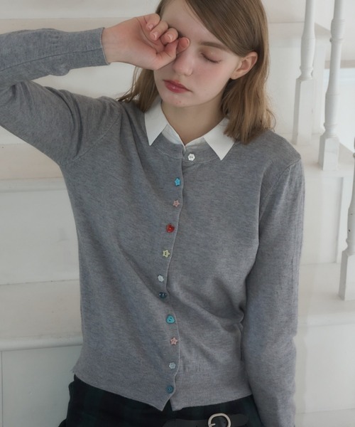 Birthday room（バースデイルーム）の「アソートボタンカーディガン/assorted button cardigan（カーディガン/ボレロ・レディース・グレー/ブラック/ライトブルー・FREE）」の7枚目の写真