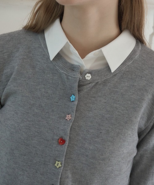 Birthday room（バースデイルーム）の「アソートボタンカーディガン/assorted button cardigan（カーディガン/ボレロ・レディース・グレー/ブラック/ライトブルー・FREE）」の8枚目の写真