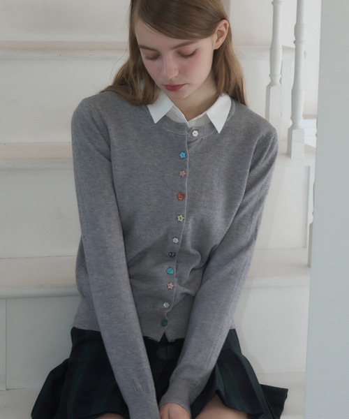 Birthday room（バースデイルーム）の「アソートボタンカーディガン/assorted button cardigan（カーディガン/ボレロ・レディース・グレー/ブラック/ライトブルー・FREE）」の10枚目の写真
