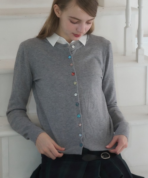 Birthday room（バースデイルーム）の「アソートボタンカーディガン/assorted button cardigan（カーディガン/ボレロ・レディース・グレー/ブラック/ライトブルー・FREE）」の13枚目の写真