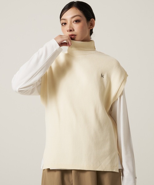 Eddie Bauer（エディーバウアー）の「モックネック ニットベスト ＆ インナー Tシャツ セット（ベスト・レディース・ダークベージュ/ネイビー/アイボリー・L/M/S/XL）」の9枚目の写真