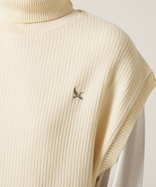 Eddie Bauer（エディーバウアー）の「モックネック ニットベスト ＆ インナー Tシャツ セット（ベスト・レディース・ダークベージュ/ネイビー/アイボリー・L/M/S/XL）」の10枚目の写真