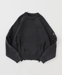 SUPPLIER / サプライヤー CROSS LEATHER PATCH CREW KNIT