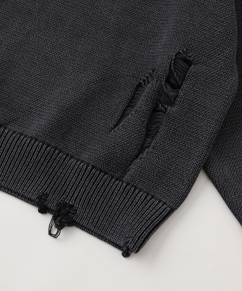 SUPPLIER（サプライヤー）の「SUPPLIER / サプライヤー CROSS LEATHER PATCH CREW KNIT（ニット/セーター・メンズ・ブラック・MEDIUM）」の7枚目の写真