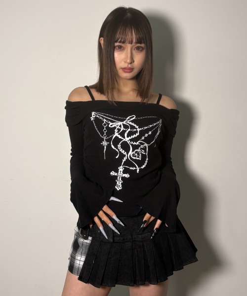 .KOM(ドットコム)の「A'GEM/9 × .kom 『.KOMZ/ドットケーオーエムゼット』 《Y2K》デザインロングスリーブ(Tシャツ/カットソー・レディース・ホワイト/ブラック・FREE)」の10枚目の写真