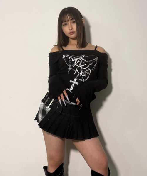 .KOM(ドットコム)の「A'GEM/9 × .kom 『.KOMZ/ドットケーオーエムゼット』 《Y2K》デザインロングスリーブ(Tシャツ/カットソー・レディース・ホワイト/ブラック・FREE)」の12枚目の写真