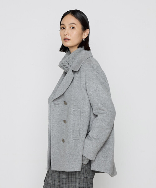 K.T KIYOKO TAKASE（キヨコタカセ）の「〔 Sサイズ 〕 【2WAY】アンゴラウール ピーコート（ピーコート・レディース・グレー・5号）」の3枚目の写真