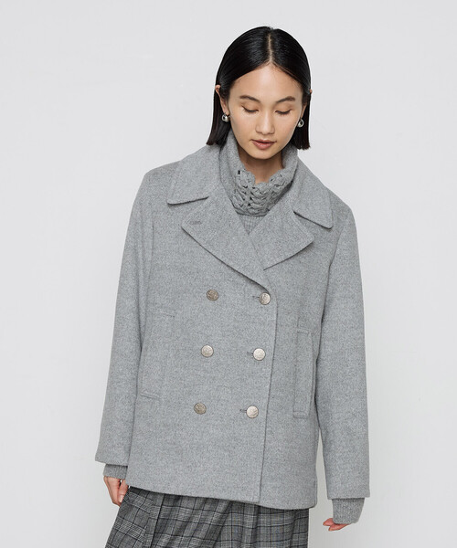 K.T KIYOKO TAKASE（キヨコタカセ）の「〔 Sサイズ 〕 【2WAY】アンゴラウール ピーコート（ピーコート・レディース・グレー・5号）」の4枚目の写真