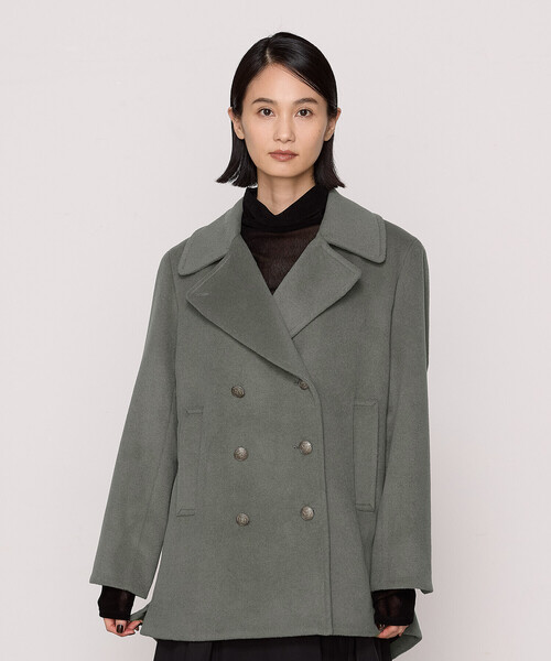 K.T KIYOKO TAKASE（キヨコタカセ）の「〔 Sサイズ 〕 【2WAY】アンゴラウール ピーコート（ピーコート・レディース・グレー・5号）」の6枚目の写真