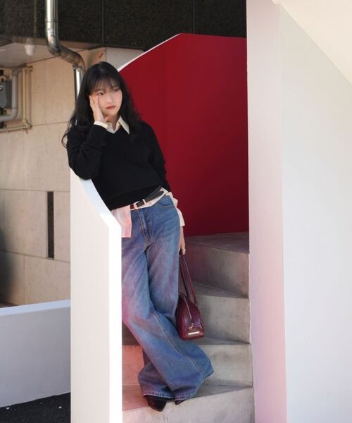 MONGDOL(モンドル)の「ウールカシミヤVネックニットブラックMDKT088BLACK(ニット/セーター・レディース・その他・MEDIUM/SMALL)」の3枚目の写真