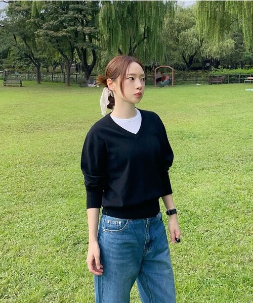 MONGDOL(モンドル)の「ウールカシミヤVネックニットブラックMDKT088BLACK(ニット/セーター・レディース・その他・MEDIUM/SMALL)」の9枚目の写真