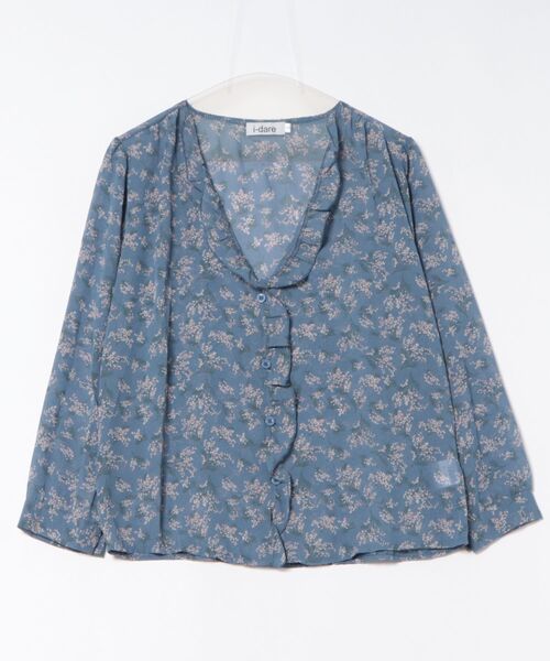 i-dare(アイディア)の「【i-dare】花柄 ボリューム スリーブ 長袖 ブラウス(シャツ/ブラウス・レディース・アイボリー/ブルー/イエロー・SMALL/MEDIUM/LARGE/X-LARGE)」の2枚目の写真