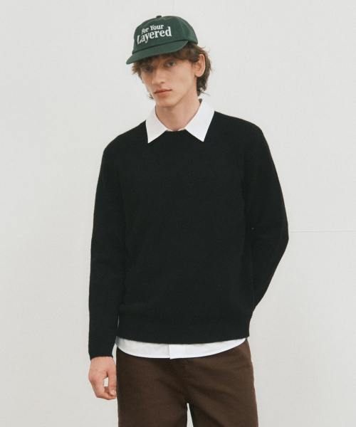 Оутам Фабрик Woul Blend Knit BLACK (WC25‑KN59) — чёрный вязаный кардиган