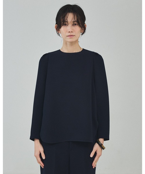 qualite（カリテ）の「ライトダブルクロスナローブラウス/オケージョン/セレモニー/フォーマル/オフィスカジュアル（シャツ/ブラウス・レディース・ネイビー/オフホワイト・フリー）」の12枚目の写真