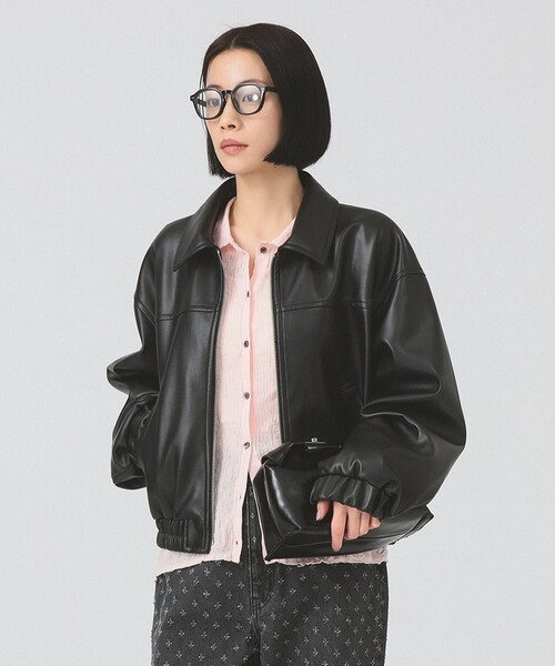 Ray BEAMS(レイビームス)の「フェイクレザー ジップ ブルゾン(ブルゾン・レディース・ブラック/ダークブラウン・0/1)」の12枚目の写真